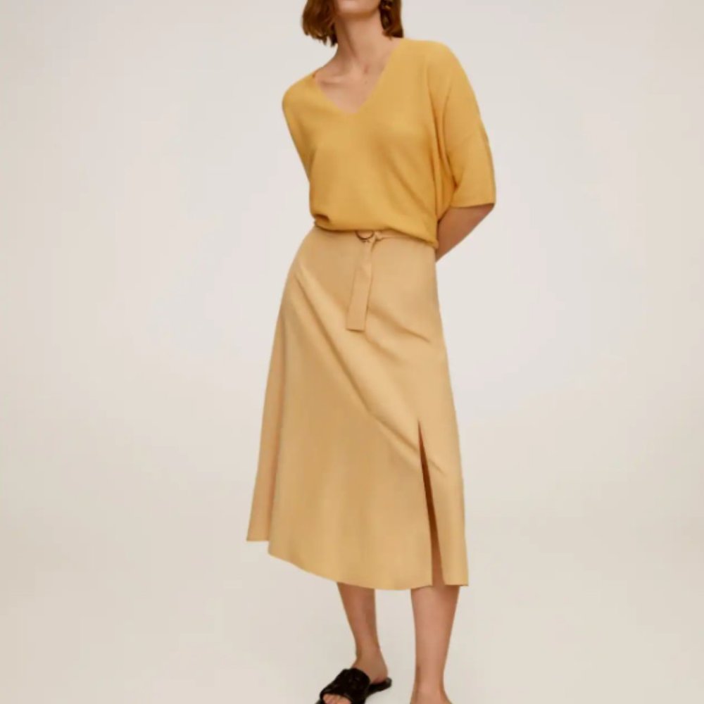 NWT - Mango Midi Skirt - Size Large (Yellow)